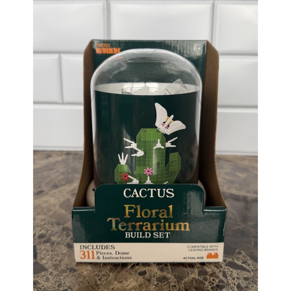 NEW Micro Brix Floral Terrarium CACTUS Building Blocks Set Build Toy, 311 Pieces